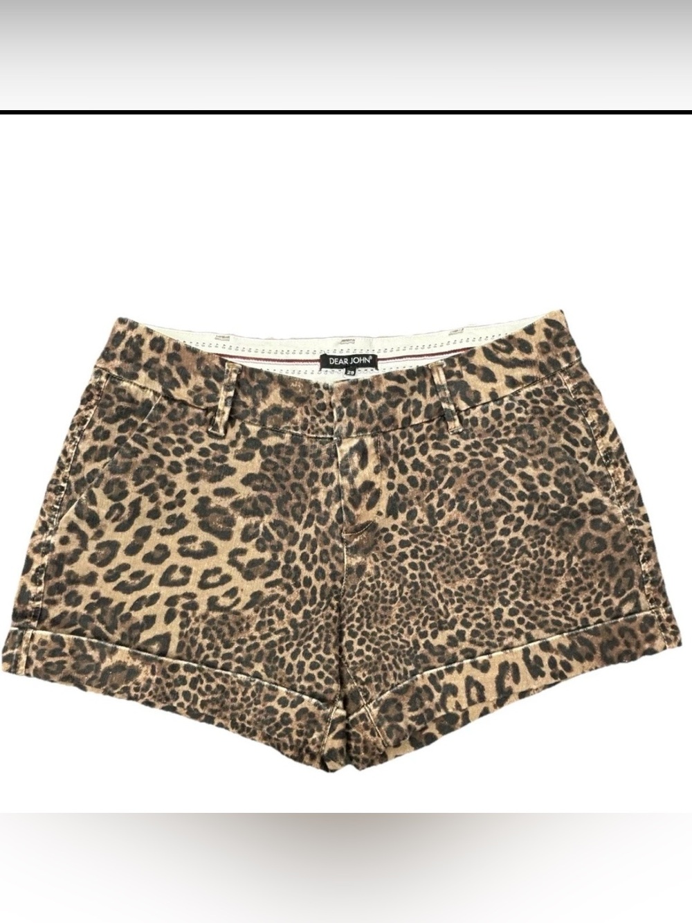 Dear John Leopard Print Jean Shorts - Tan & Brown